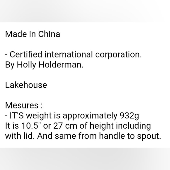 Big Lakehouse sunflower & ladybug, chalkware tea pot. - Picture 14 of 14